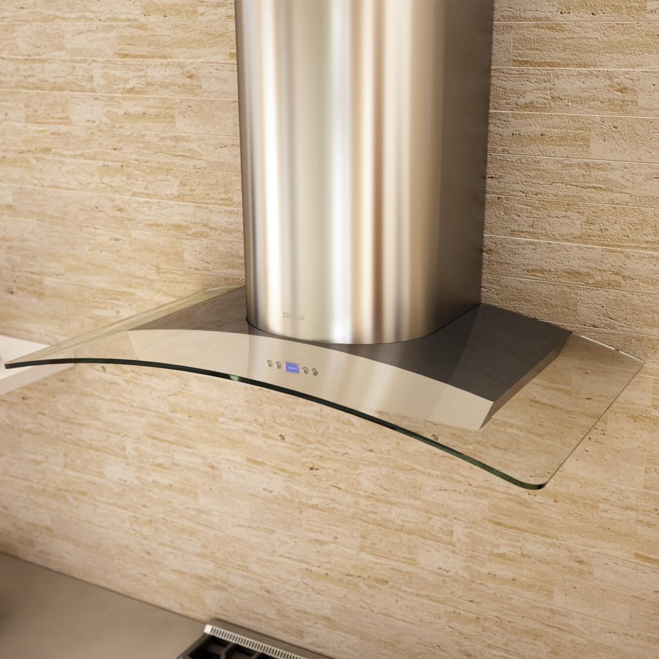 Zephyr Range Hoods 36-Inch Europa Milano Wall Mount Chimney Range Hood With 715 CFM Internal Blower, Glass Canopy - ZMI-M90BG