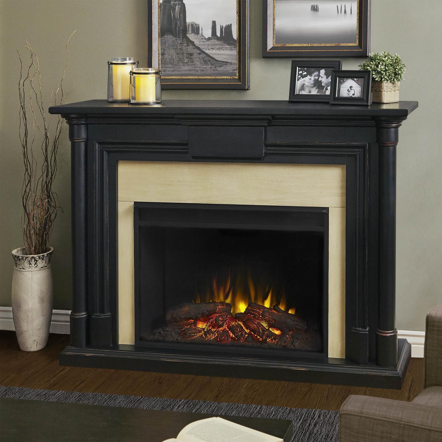 Real Flame 8030E-BW Maxwell Grand 57-Inch Electric Fireplace With Mantel - Blackwash