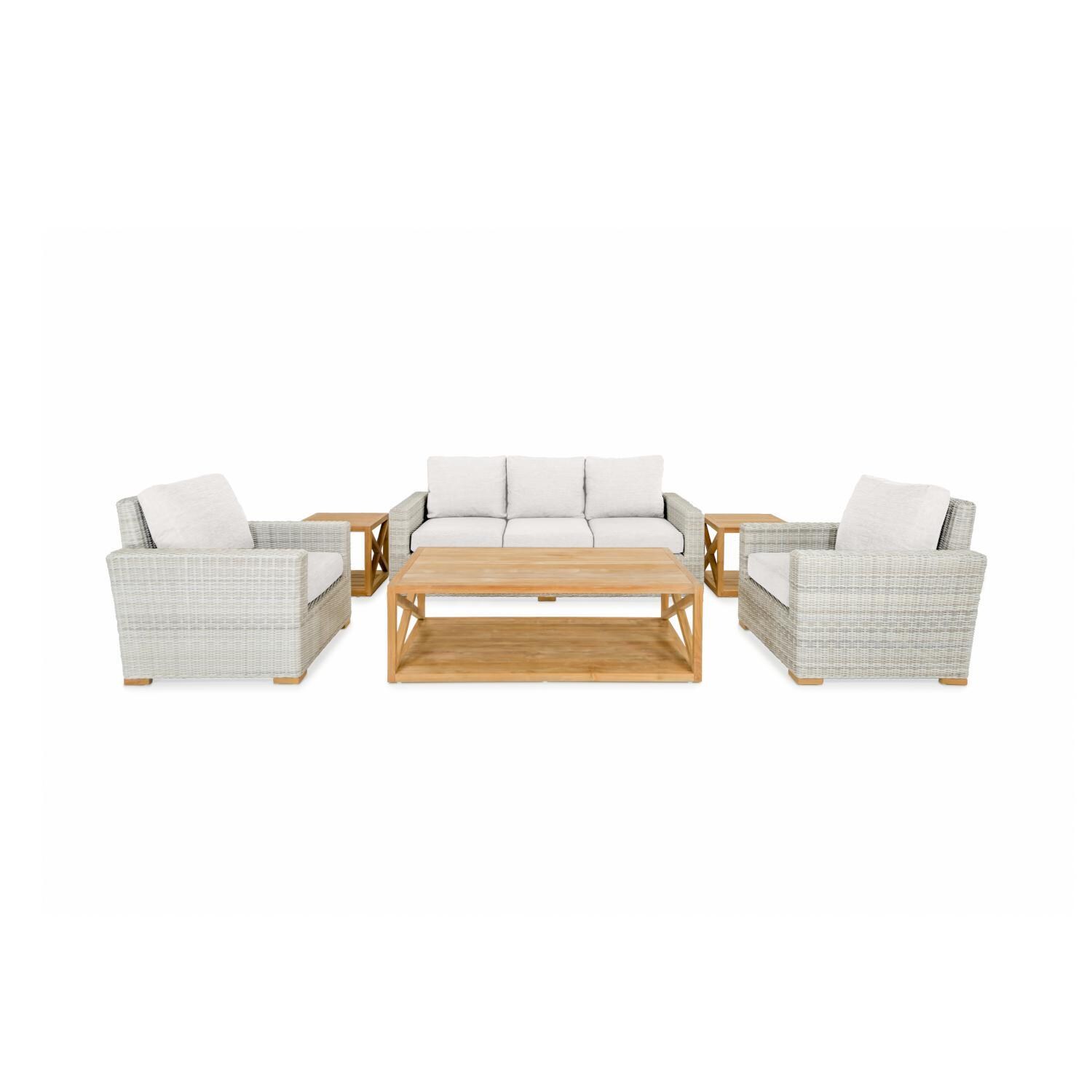 Teak + Table Oyster Bay Sofa/Clubs 6 Piece Lounge Set in Natural - White Background thumbnail