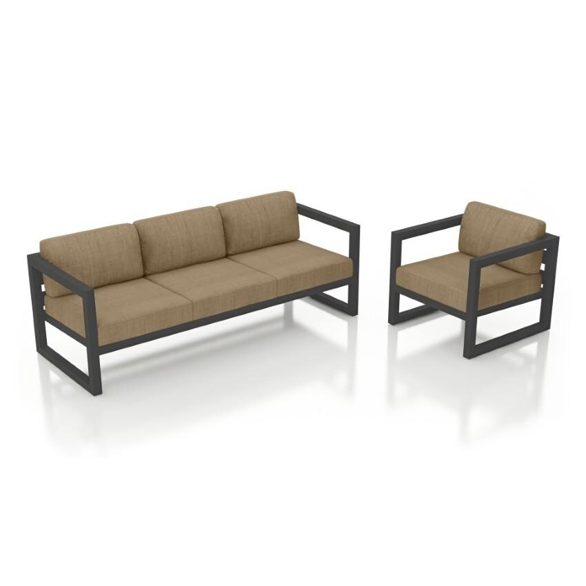 Misty Cove 2 Piece Seating Set In Slate w/Heather Beige Cushions by Lakeview - White Background thumbnail