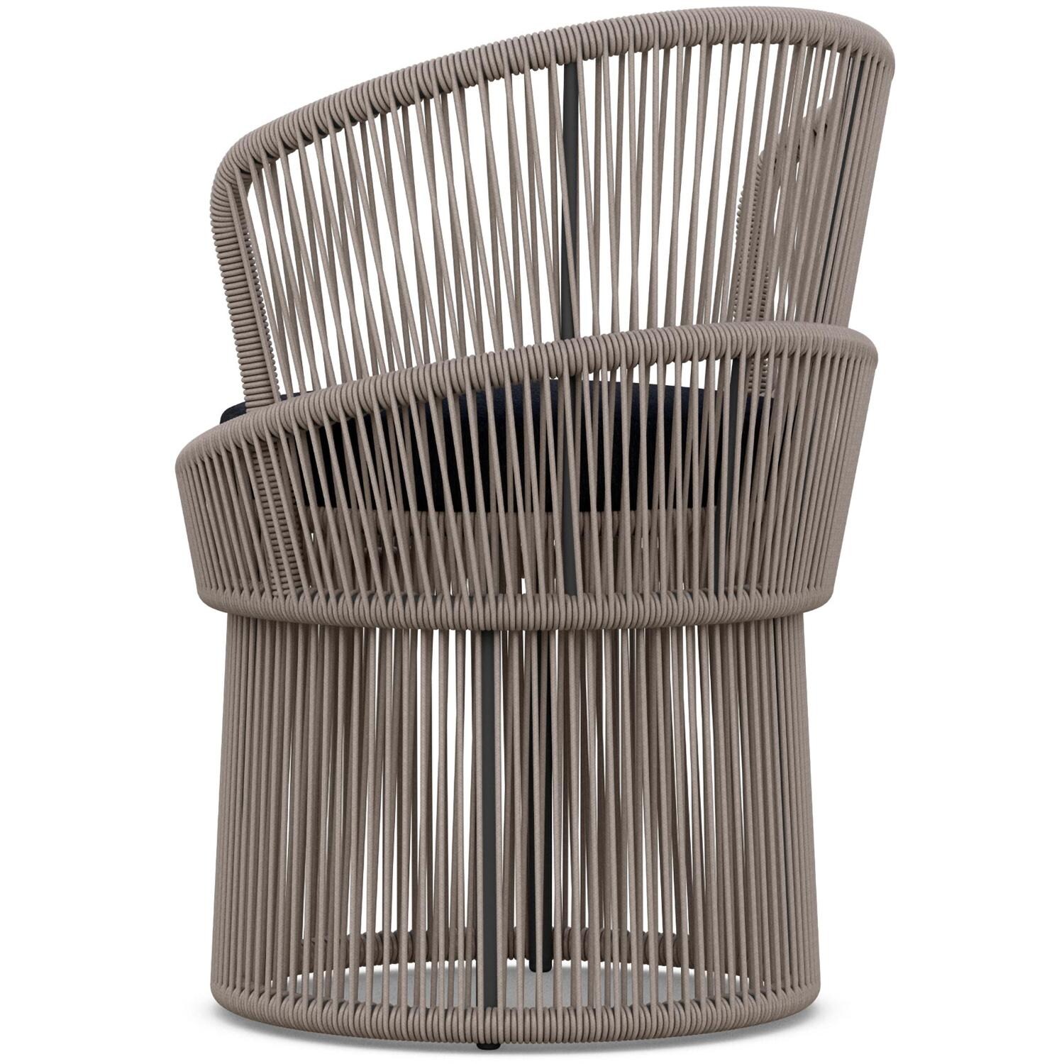 Azzurro Living Palma Woven Rope Dining Chair in Mocha/Midnight - Back - White Background thumbnail