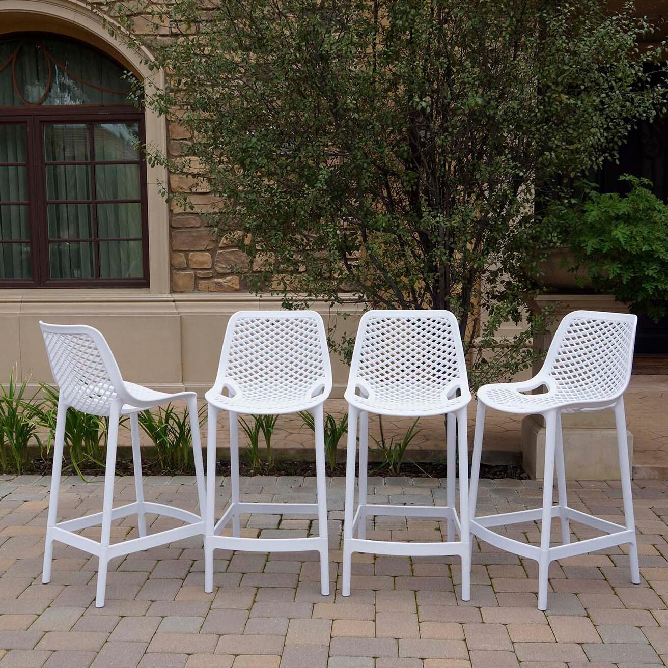 All Space Polyresin 4 Pc Set Armless Counter Height Bar Stool Set in Snow/ by Darlee