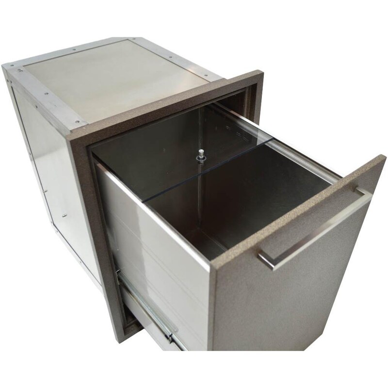 Sunset Bay Outdoor 17Inch Powder Coated Aluminum Ice Chest Pull Out Drawer With BugNDust