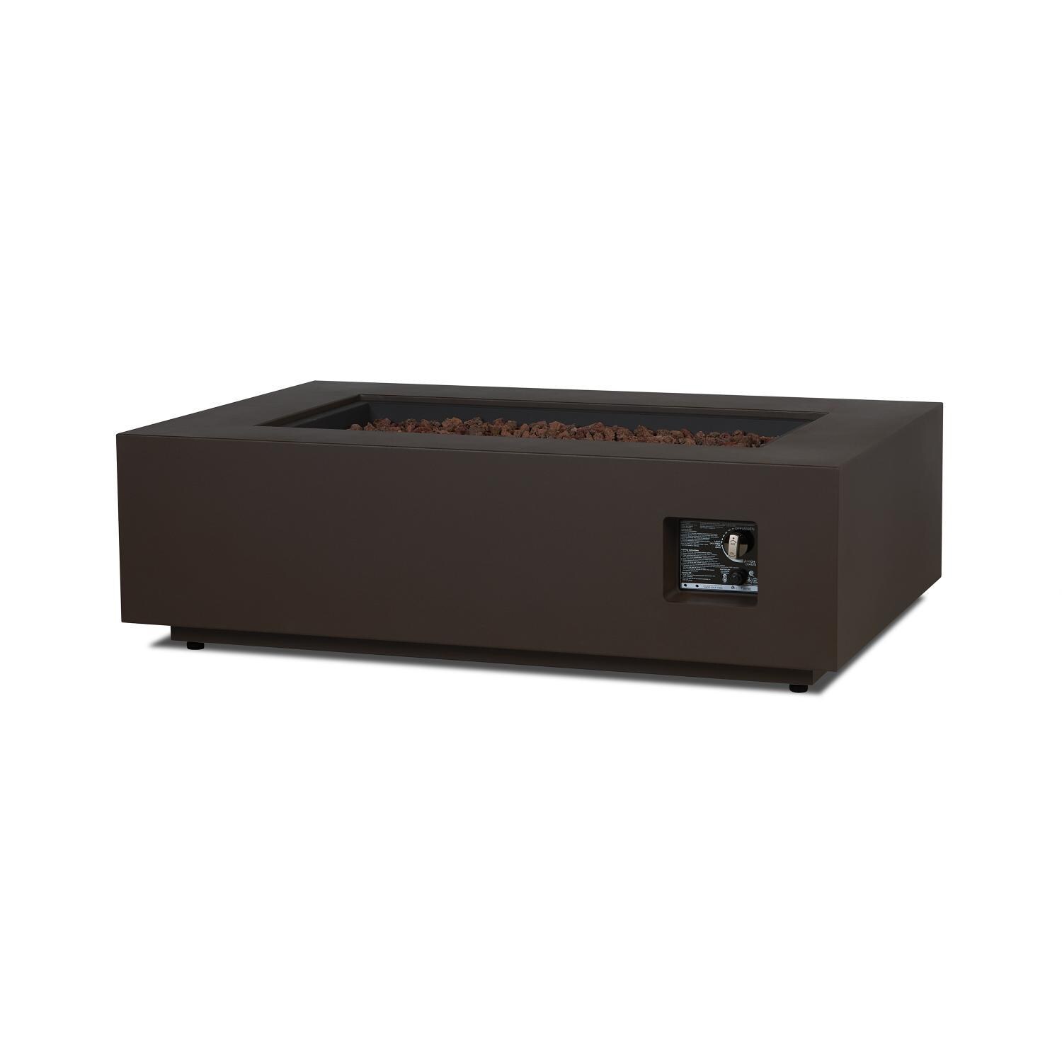 Elysian 50-in Rectangular Steel Propane Fire Pit Table in Dark Bronze by Lakeview Outdoor Designs - Control System - White Background thumbnail