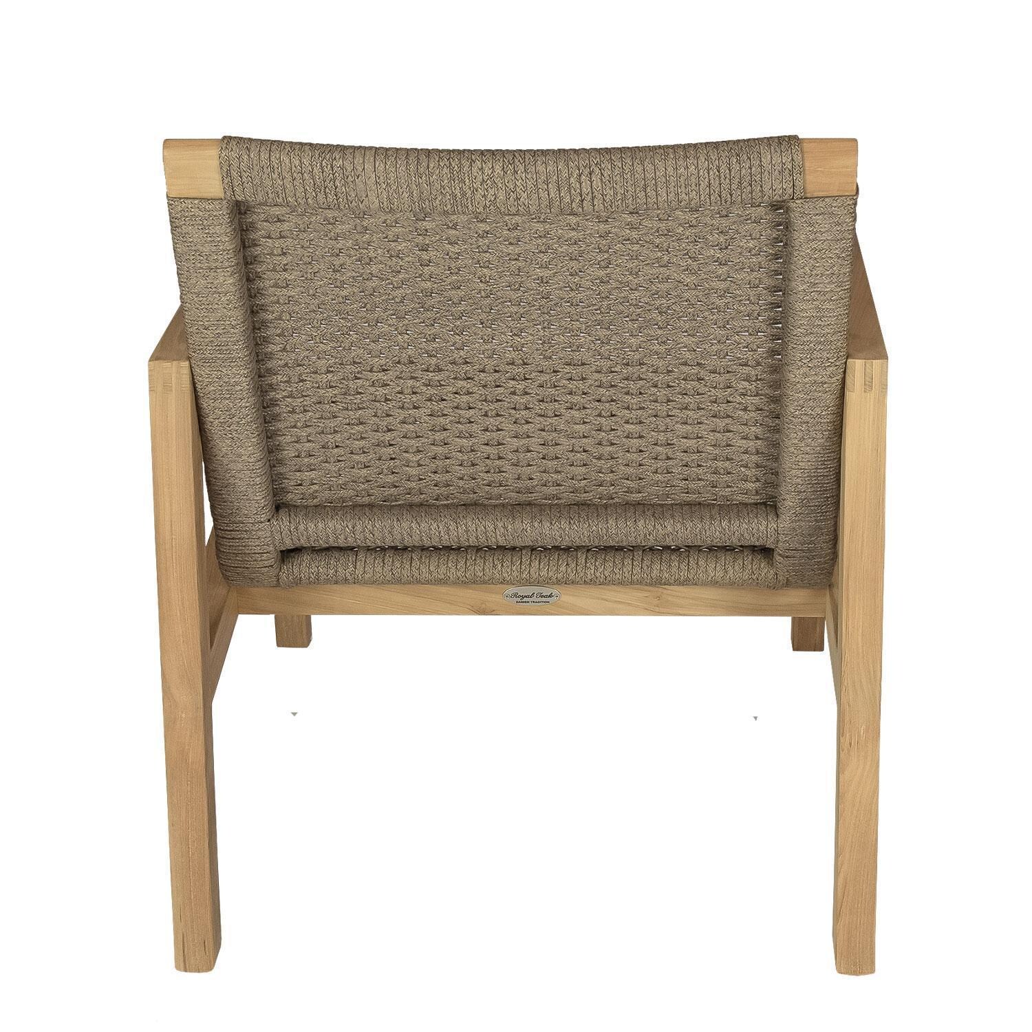 Admiral 5 Pc Conversation Set w/ Round Table in Brown Sand by Royal Teak Collection - Club Chair - Rear View - White Background thumbnail