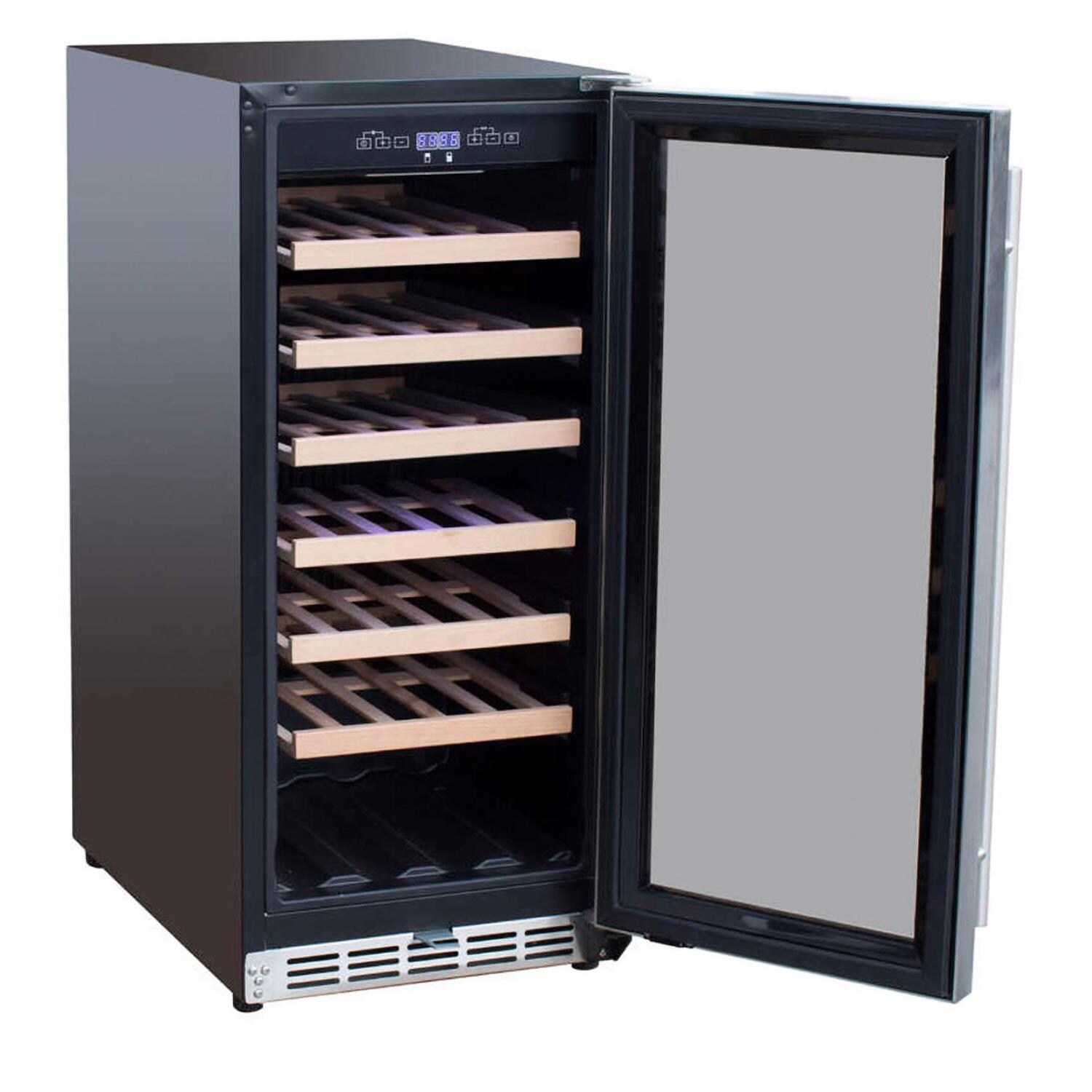 Summerset RFR-15W 15 Inch Outdoor Rated Wine Cooler - Angled - Open - White Background thumbnail
