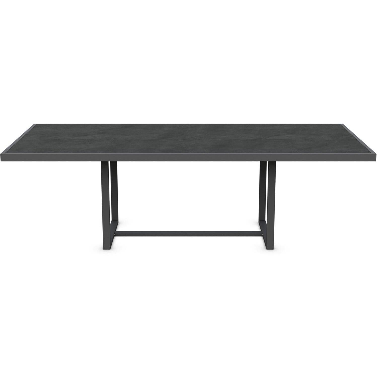 Azzurro Living Palma 96 Inch Charcoal Aluminum Dining Table W/ Micron Dekton Top - Front - White Background thumbnail