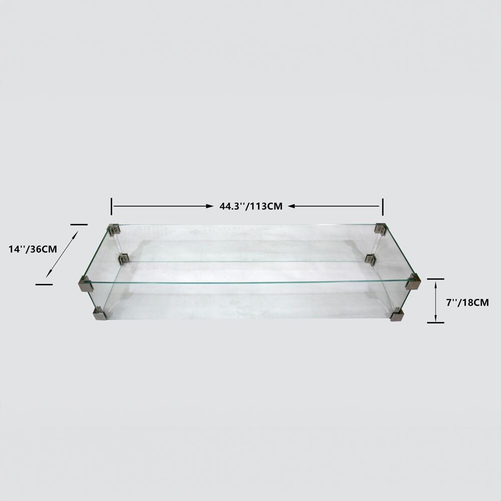 Elementi OFG121-WS Granville 24 Inch Glass Wind Screen - Dimensional thumbnail