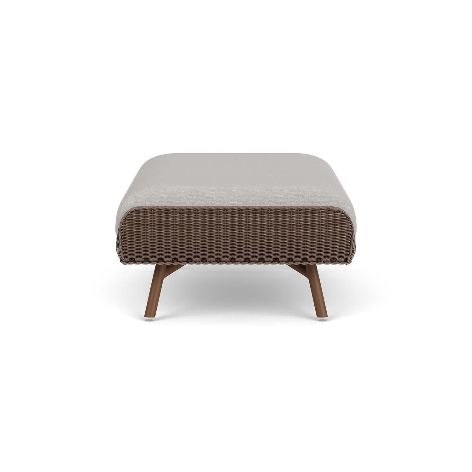 Lloyd Flanders Essence Ottoman W/Tundra Dove Fabric - Bark Finish - Side thumbnail