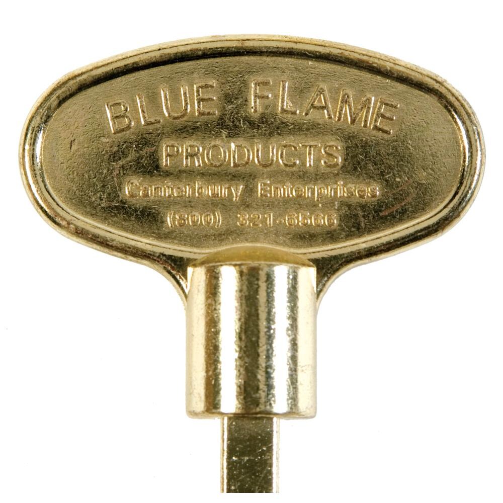 Blue Flame 8 Inch Universal Size Fireplace Key - Polished Brass