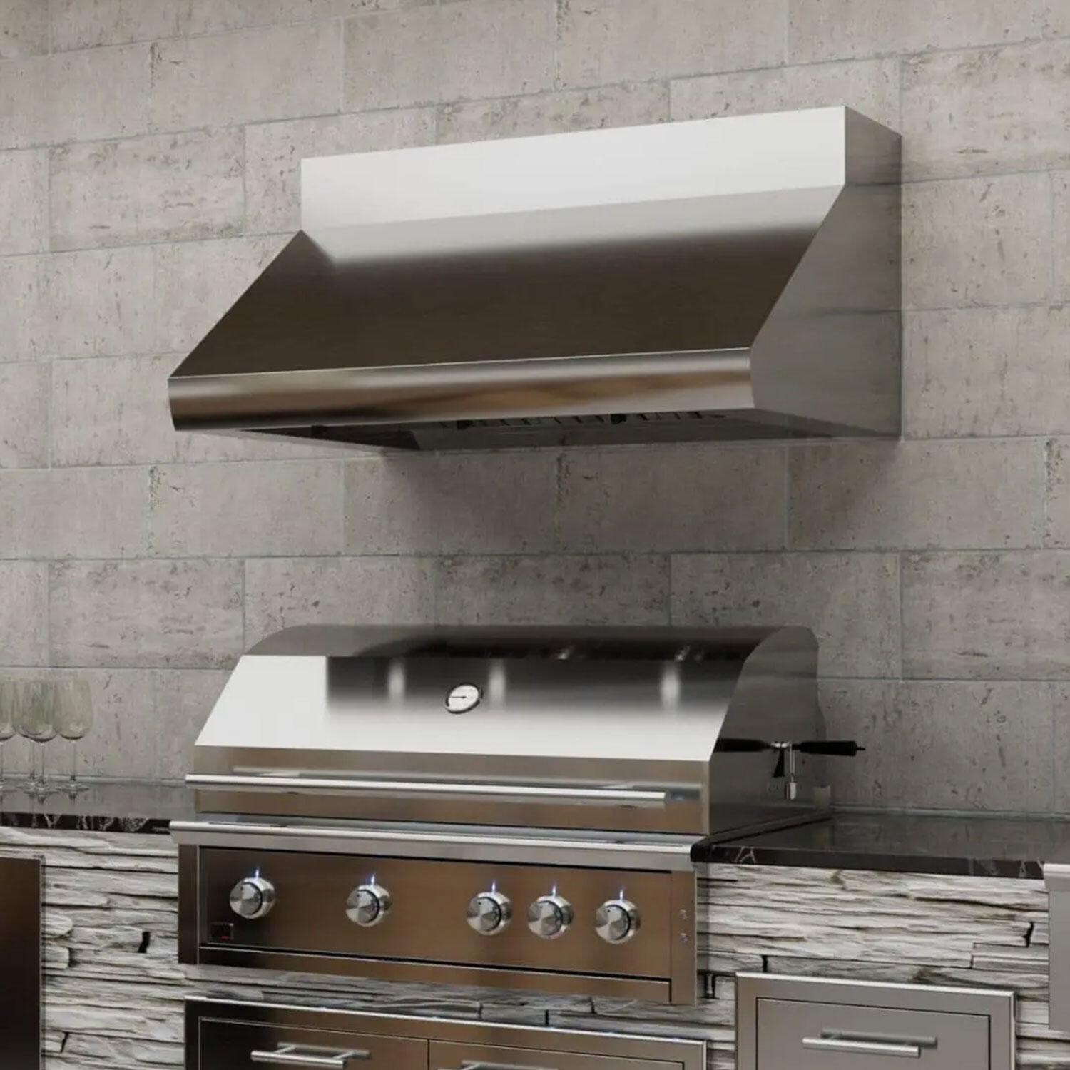 XO Appliance XOGV48S 48-Inch 1200 CFM Vent Hood w/ LED Lighting & Pro Baffle Filters - Right View - Lifestyle thumbnail