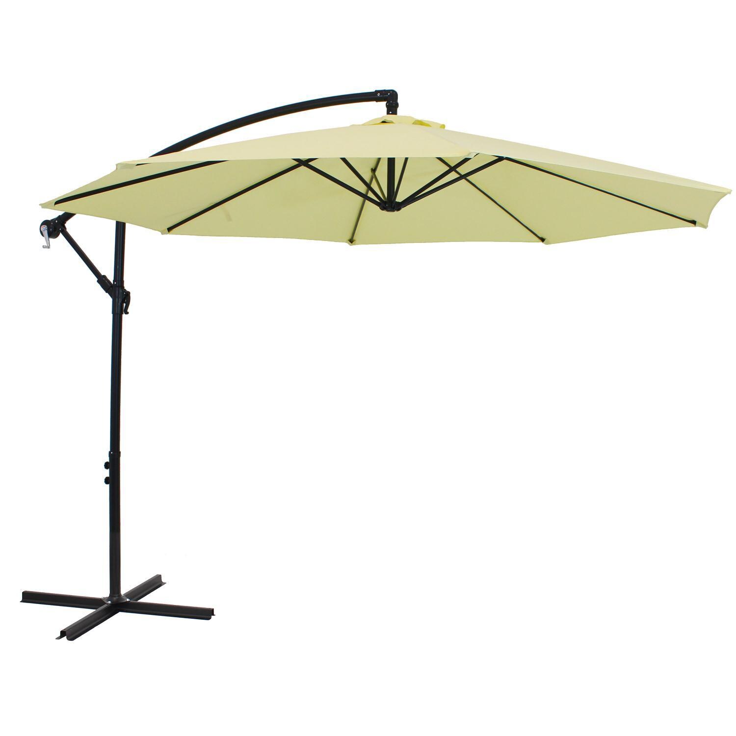 Ultimate Patio 9.5 Ft. Octagonal Aluminum Patio Cantilever Umbrella W/ Crank - Black Frame & Pale Buttercup Polyester Canopy