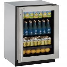 U-Line 3000 Series 24-Inch 4.9 Cu. Ft. Built-In Right Hinge Compact Refrigerator With Glass Door And Lock - Stainless Steel - U-3024RGLS-13B image