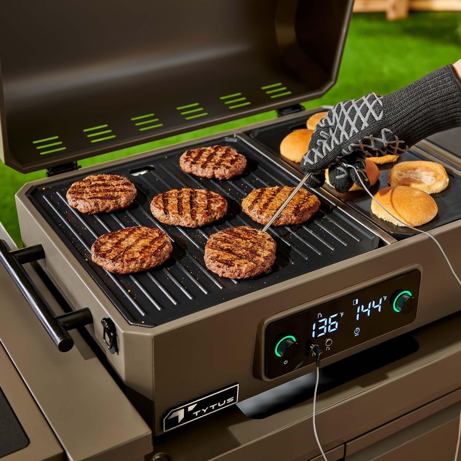 TYTUS TDT-CRT-EGRD Emberwood Electric Griddle and Prep Cart - Close Up - Lifestyle thumbnail