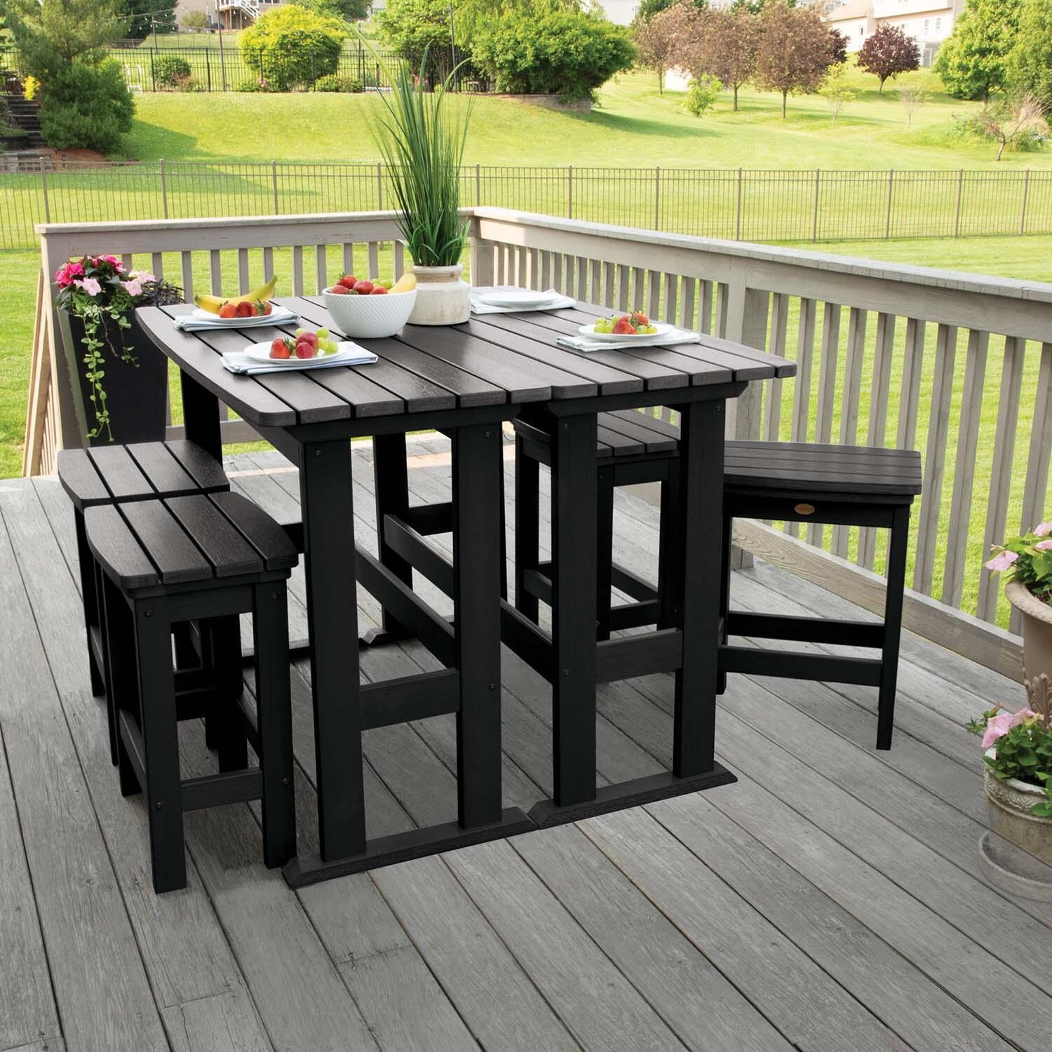 Hart Lane 6 Pc Recycled Plastic Counter Height Dining Set in Black by Lakeview Outdoor Designs