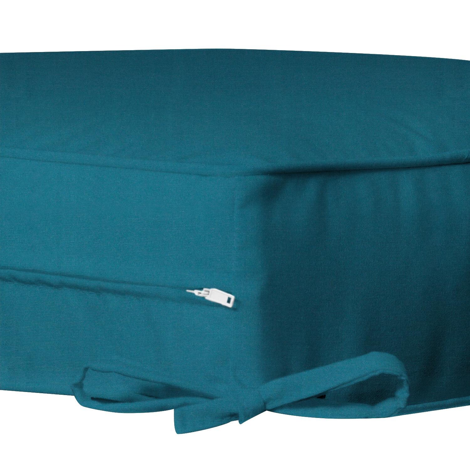 Sunbrella Spectrum Peacock Small Outdoor Replacement Ottoman Cushion W/ Piping By UltimatePatio.com - Zipper and Tie Detail