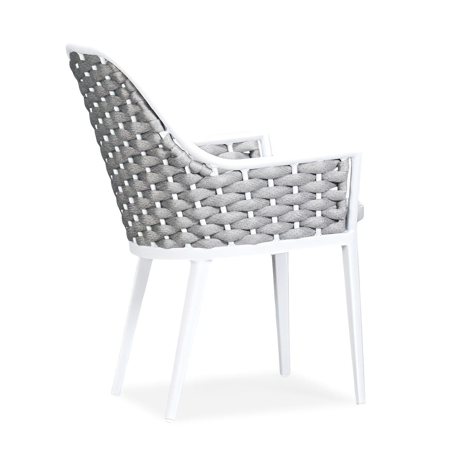 Chloe Bay Aluminum Dining Arm Chair in White by Lakeview - Side View - White Background thumbnail