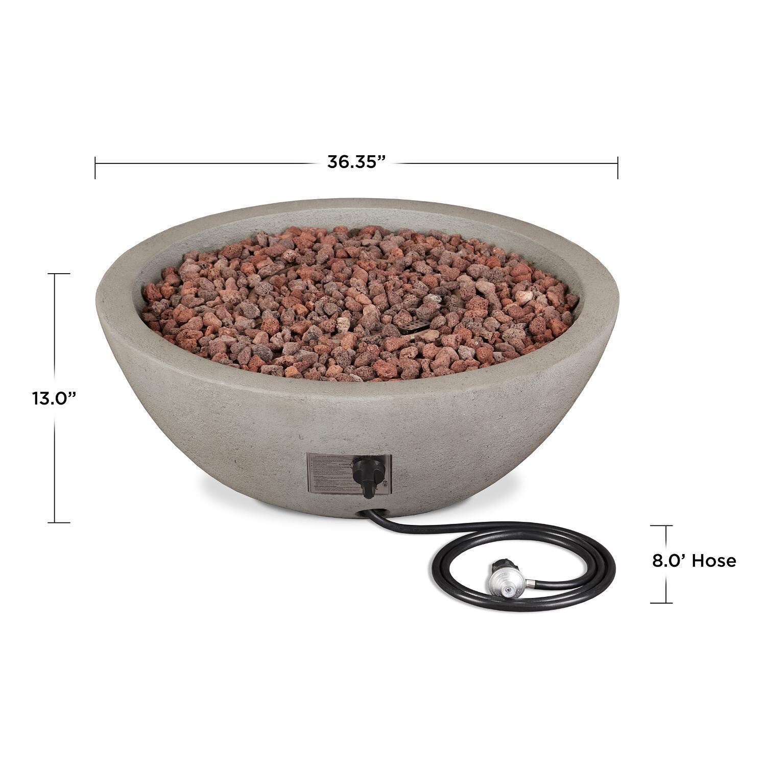 Lakeview Outdoor Designs SC-C539LP-GLG Creekwood 36-Inch Round Propane Gas Fire Bowl - Dimensions thumbnail