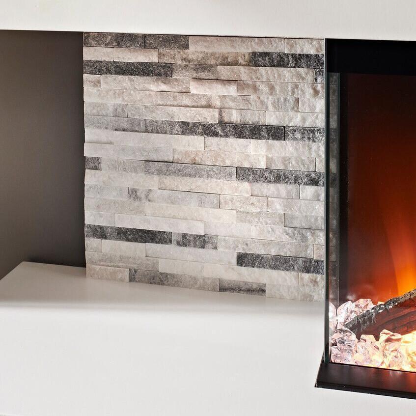 Evolution Fires - EFV72W - Vegas Electric Fireplace - White - Stone Tiles thumbnail