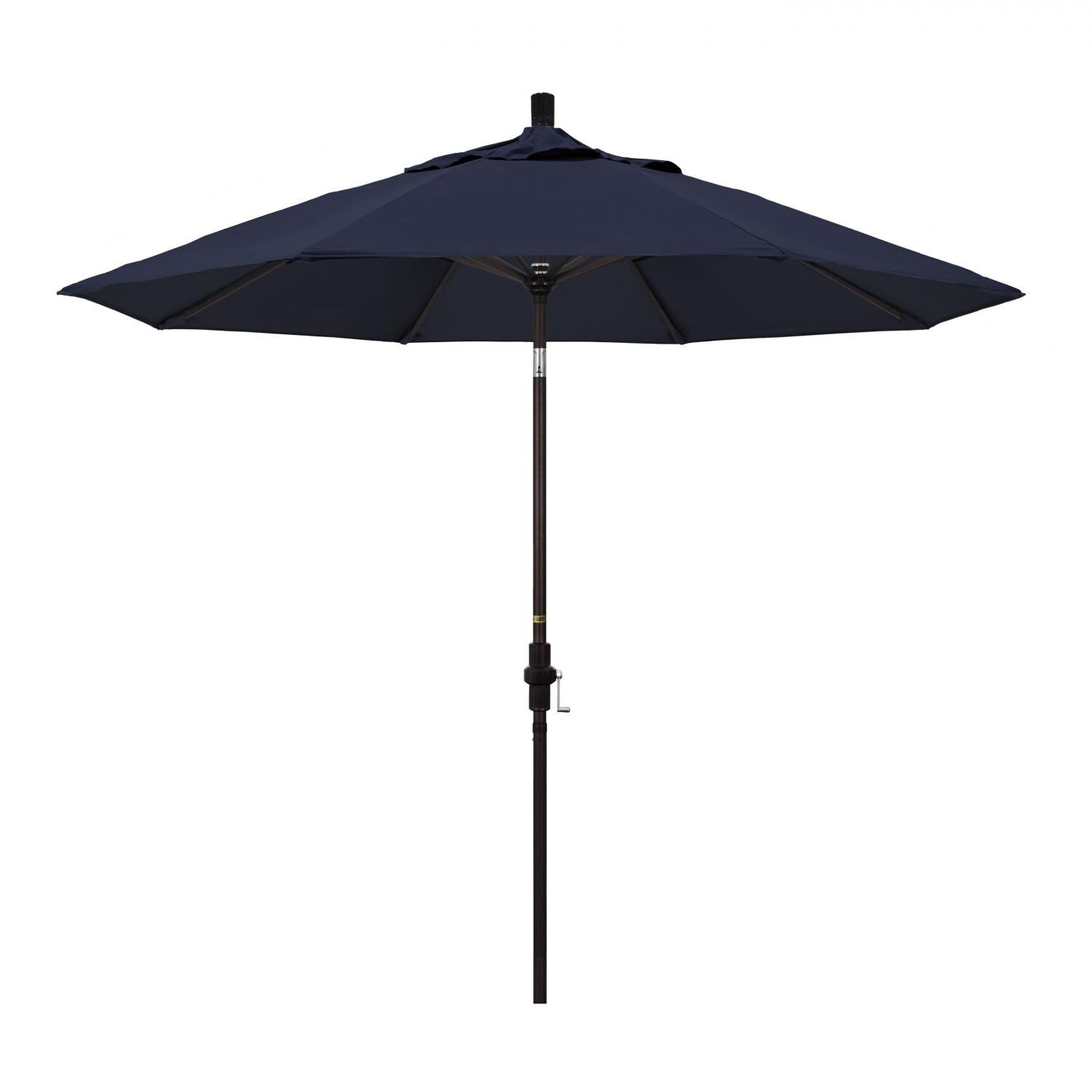 California Umbrella 9 Ft Octagonal Aluminum Collar Tilt Patio Umbrella W/ Crank Lift & Aluminum Ribs - Bronze Frame / Sunbrella Canvas Navy Canopy thumbnail