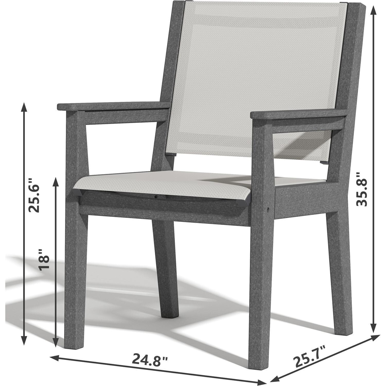Lakeview Outdoor Designs Everglades 7 Pc Polyresin Dining Set in Gray - Chair Dimensions - Dimensional thumbnail