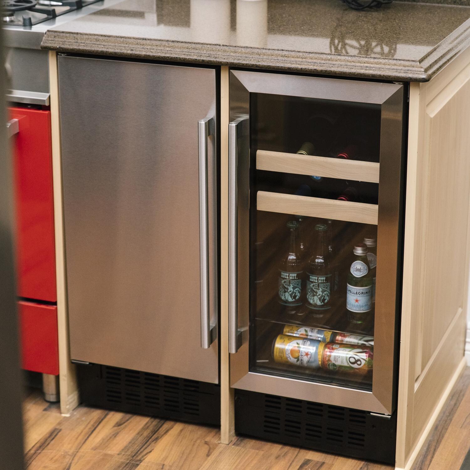 Azure 15-Inch 3 Cu. Ft. Beverage Center - Stainless Steel - Lifestyle View W/ Door Closed thumbnail