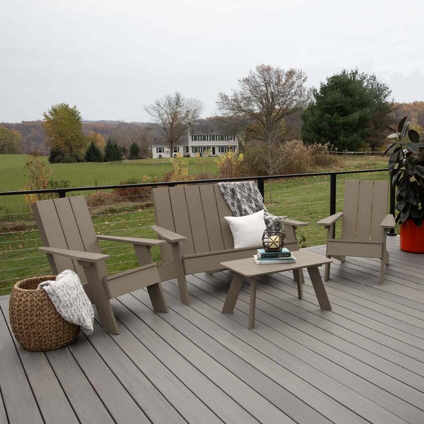 Classical Cove 4 Pc Set Polyresin Seating Set in Woodland Brown By Lakeview Outdoor Designs - Lifestyle thumbnail