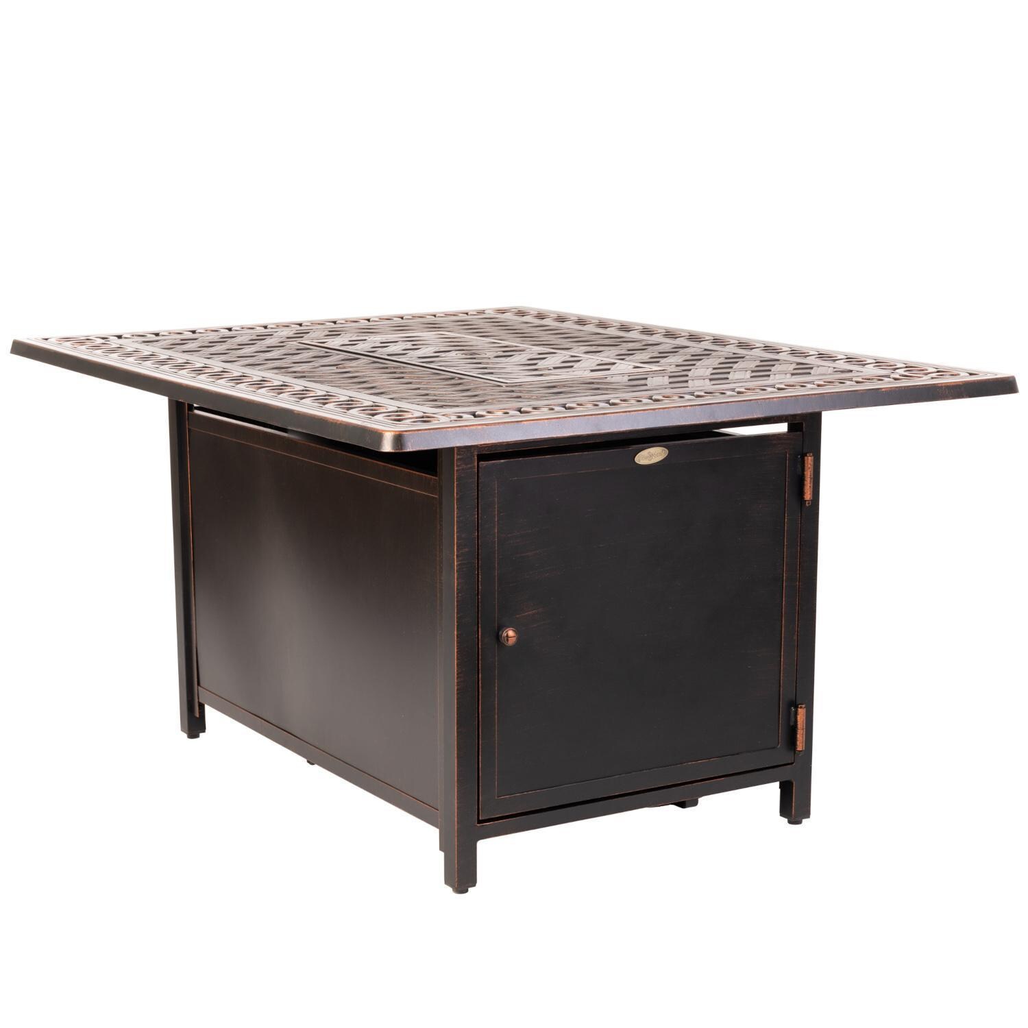 Ultimate Patio 62976-NG Lion Sands 48-Inch Rectangular Aluminum Natural Gas Fire Pit - Full View thumbnail