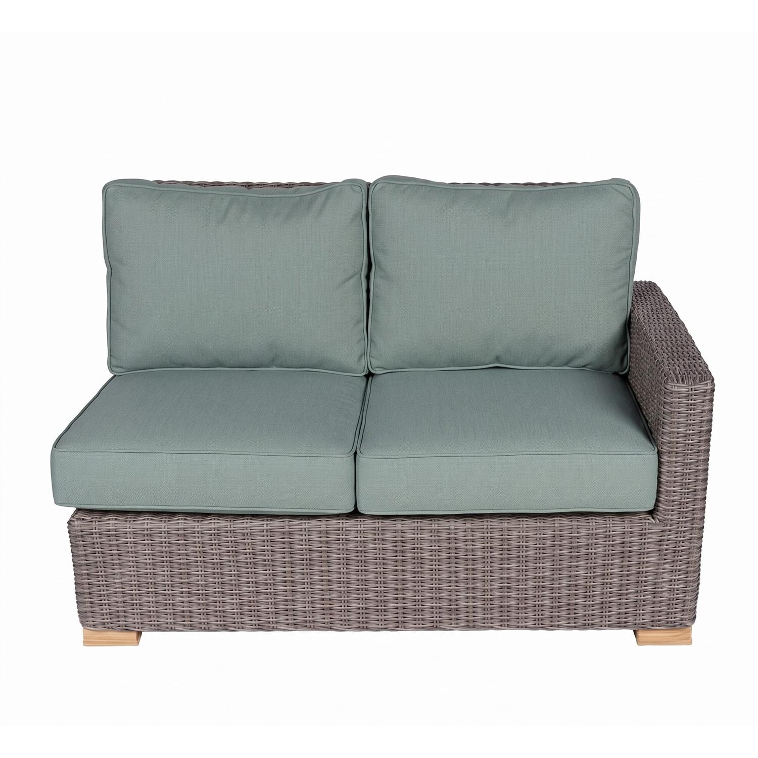 Sanibel 2 Person Wicker Right Arm Loveseat w/ Sunbrella Canvas Spa Cushions by Royal Teak Collection
