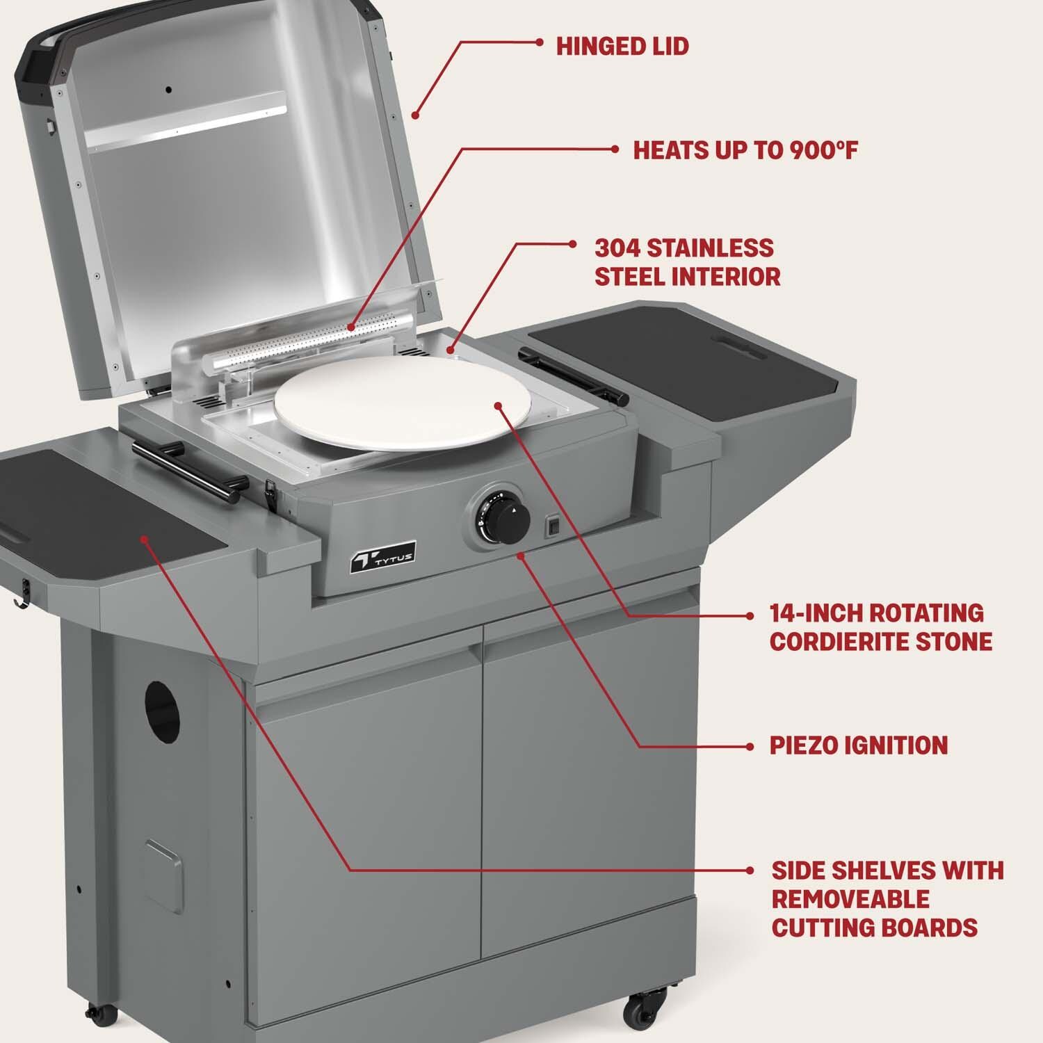 TYTUS TDT-CRT-GPZA Emberwood Propane Pizza Oven and Prep Cart - Features - Detail thumbnail