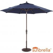 9 Ft. Octagonal Aluminum Auto Tilt Patio Umbrella W/ Crank Lift & 50 Lb. Moderna Base By Lakeview Outdoor Designs - Bronze Frame / Sunbrella Canvas Navy Canopy image
