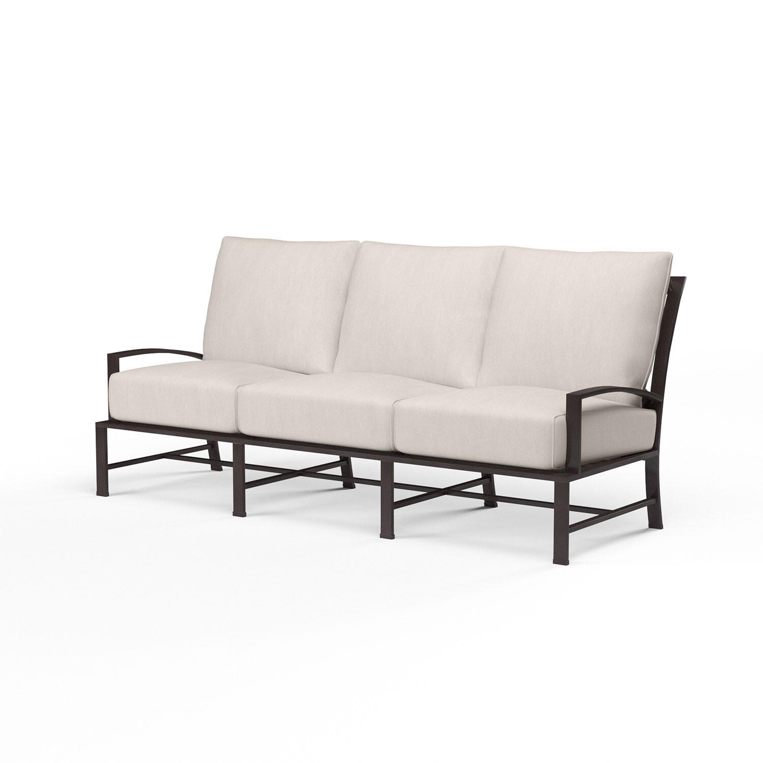 La Jolla Aluminum Patio Sofa in Canvas Natural w/ Self Welt By Sunset West - Display - White Background thumbnail