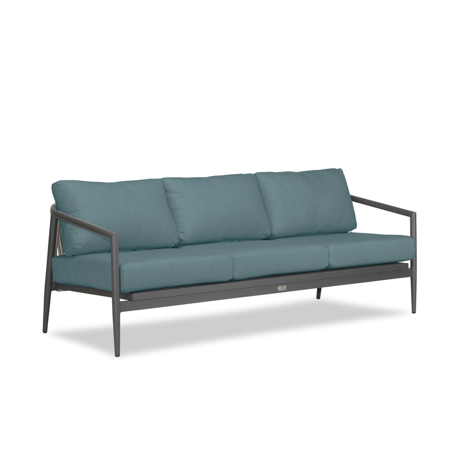 Lakeview Midnight Cove 3 Person Aluminum Sofa in Slate/Pebble Gray/Cast Lagoon - Angled - White Background thumbnail