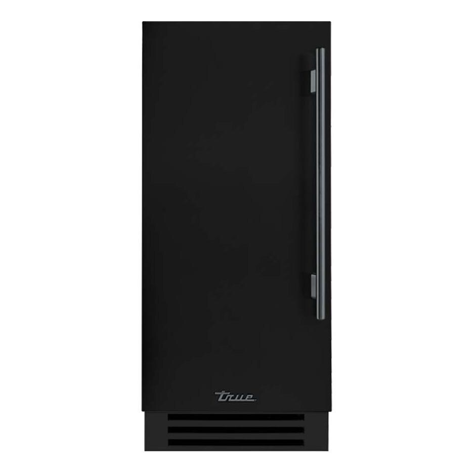 True TUR-15-L-OP-C~DSK-027-H05 15 Inch 3.14 Cu. Ft. Left Hinge Outdoor Refigerator - Matte Black w/ Pewter Handles - White Background thumbnail