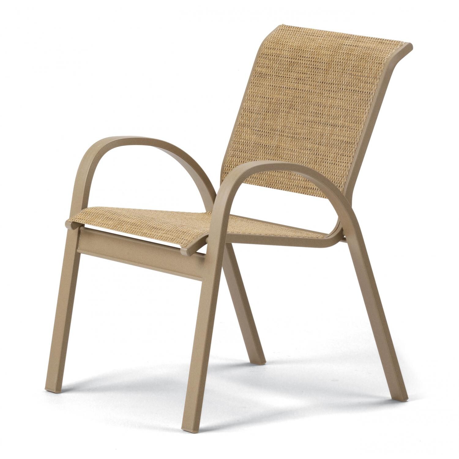 Aruba II Aluminum Stacking Patio Cafe Chair With Sling Seating By Telescope Casual - Textured Desert/Hickory