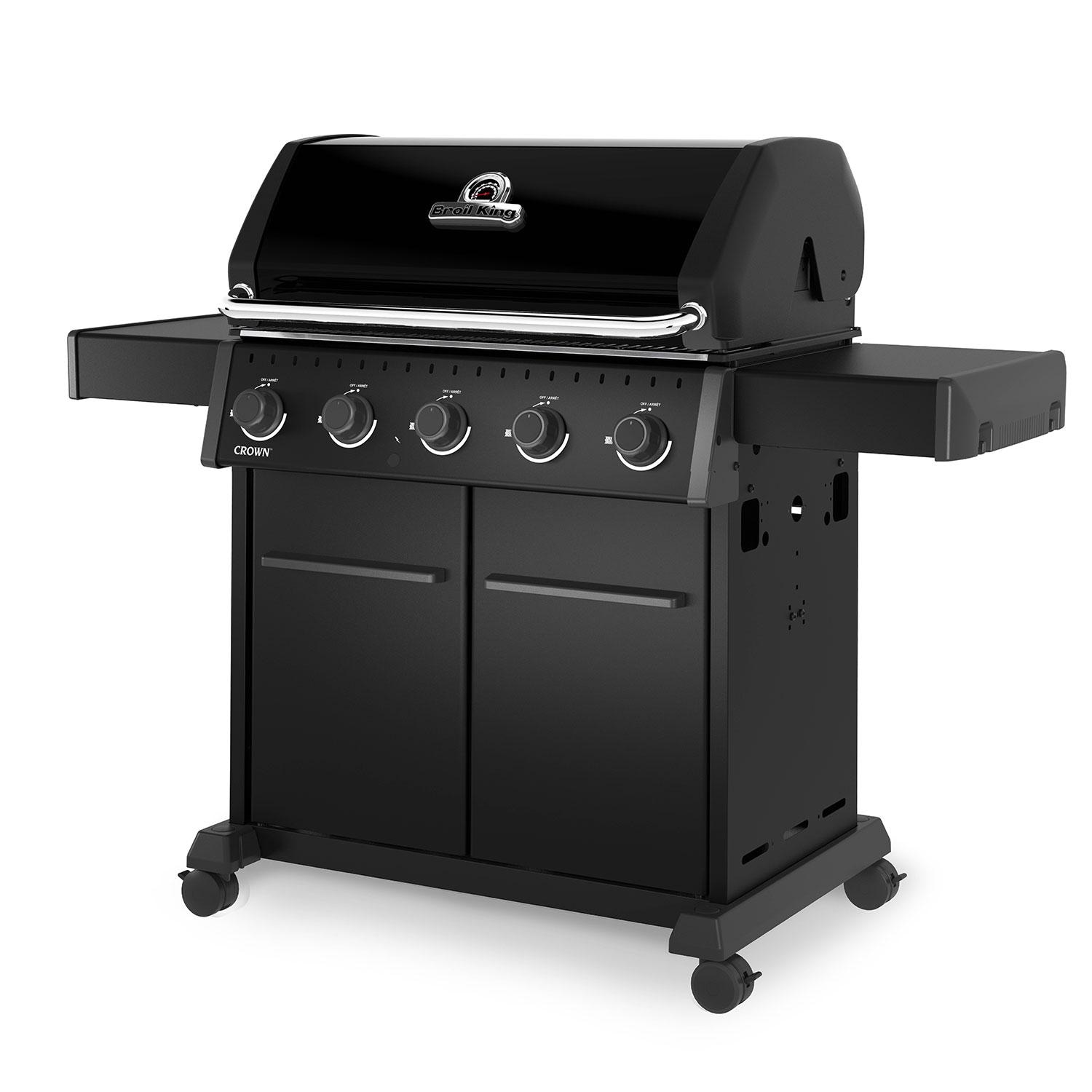 Broil King 866157 Crown 520 Shadow 5 Burner Natural Gas Grill - Black - Hood Down - Angled Left - White Background thumbnail