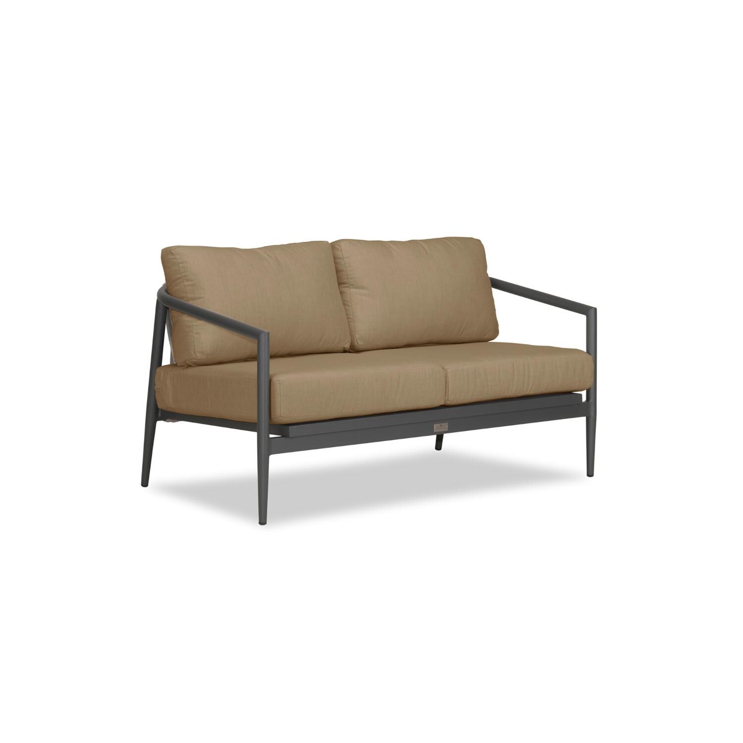 Lakeview Midnight Cove 2 Person Aluminum Loveseat in Slate/Pebble Gray/Heather Beige - Angled - White Background thumbnail