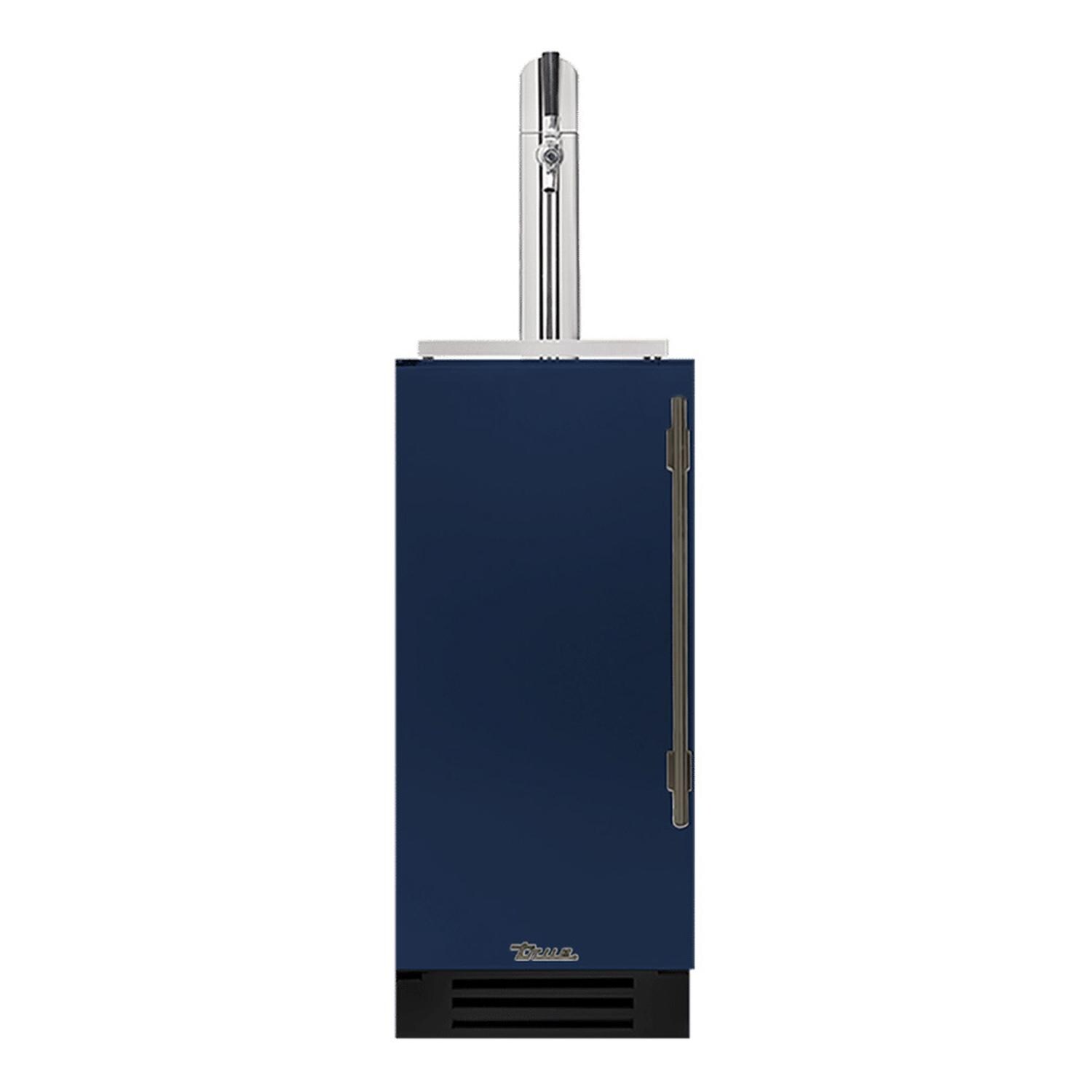 True TUR-15BD-L-OP-C~DSK-078-H05 15 Inch Left Hinge Outdoor Single Tap Beverage Dispenser - Cobalt w/ Pewter Handle - White Background thumbnail
