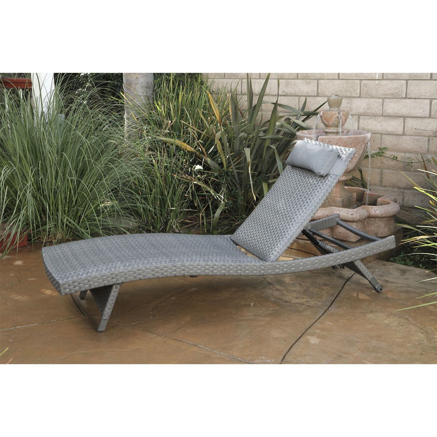 Lakeview Outdoor Designs Sugar Bay Wicker & Aluminum Patio Chaise Lounge - Backrest Fully Raised thumbnail