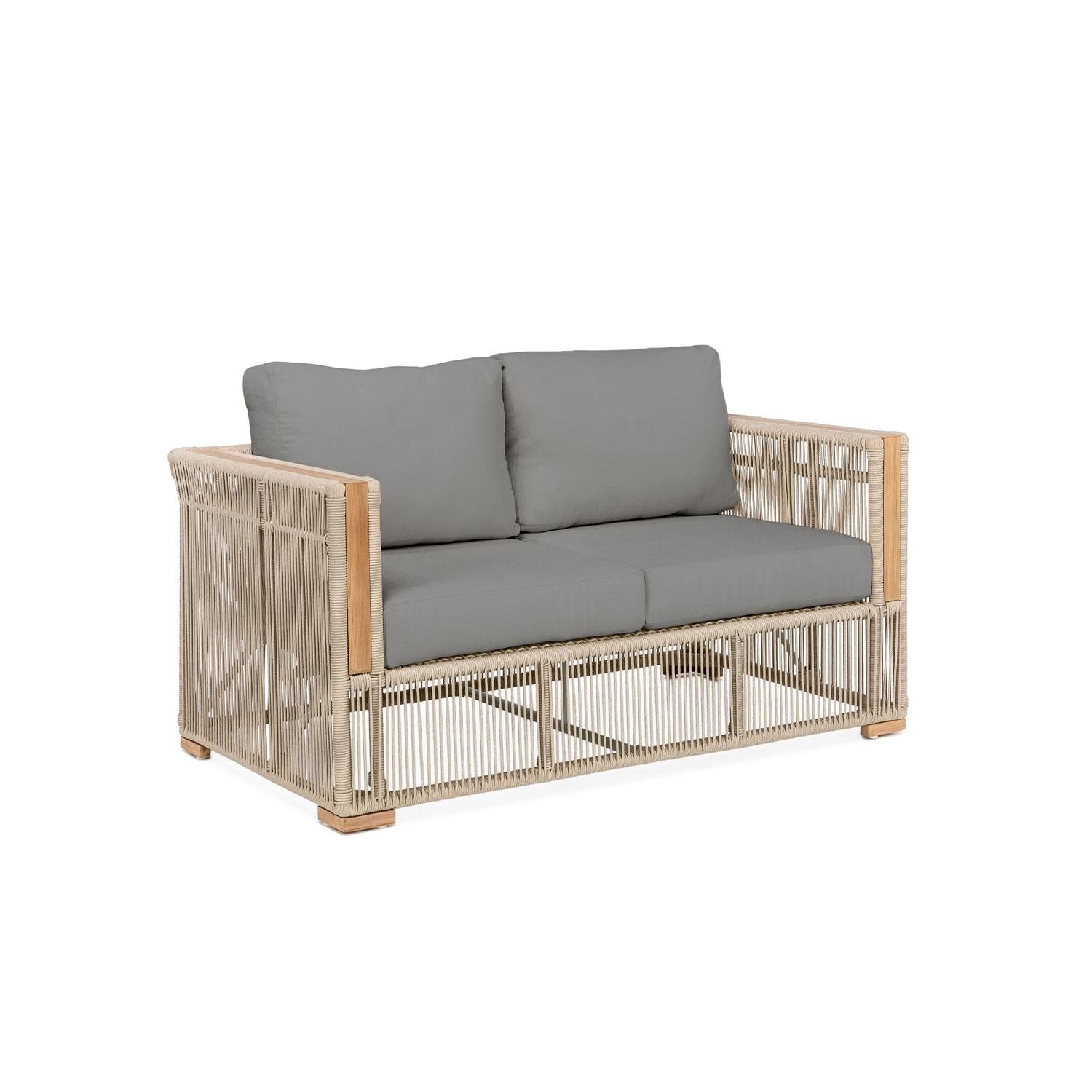 Pelican View 2 Person Woven Rope Loveseat in Charcoal by Lakeview Outdoor Designs - Side View - White Background thumbnail