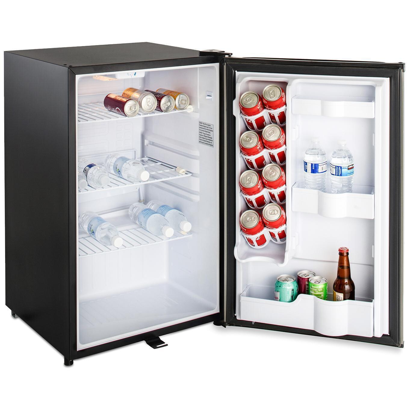 Blaze BLZ-SSRF126 20-Inch 4.4 Cu. Ft. Compact Refrigerator W/ Recessed Handle - Side View with Drinks thumbnail