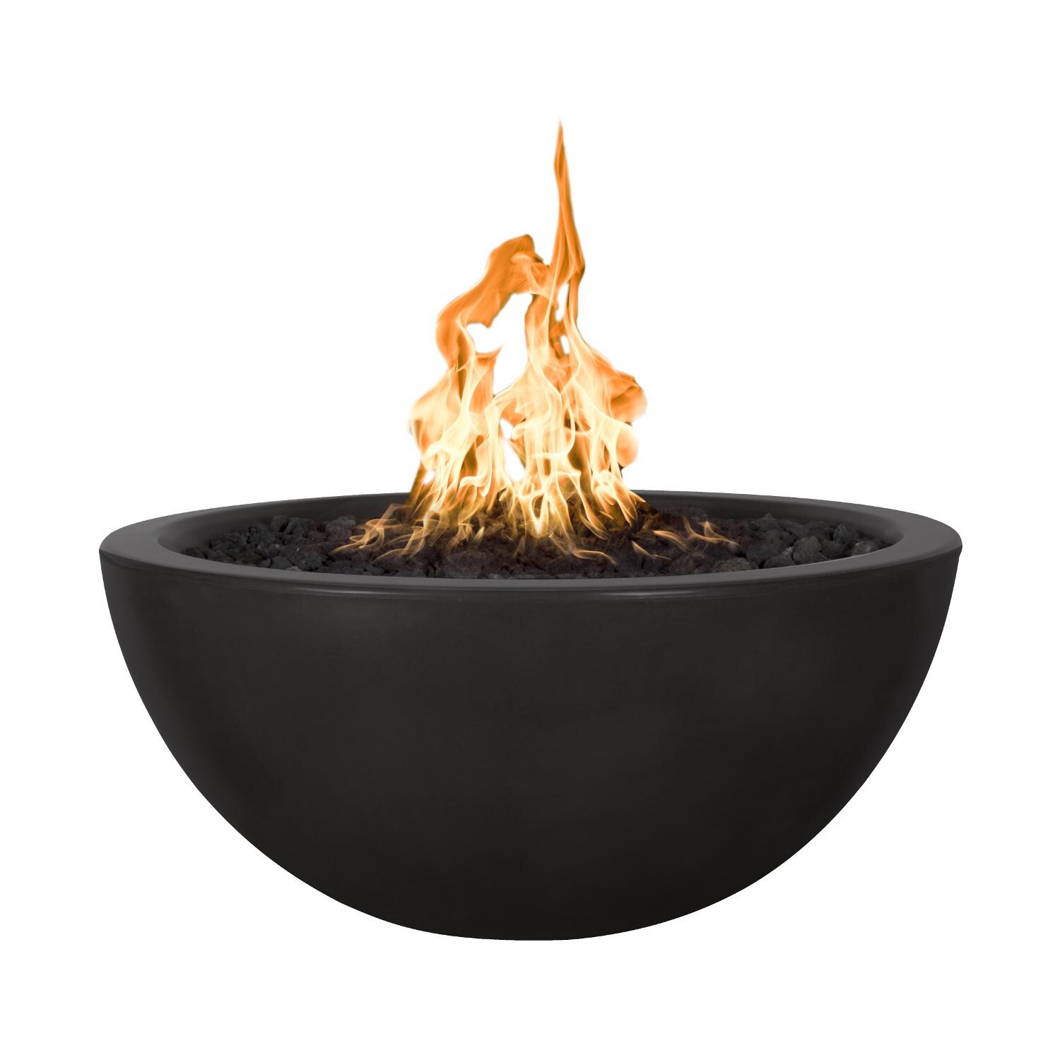 Luna 30-in Round GFRC Propane Fire Pit in Black by The Outdoor Plus