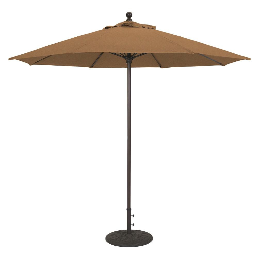 Galtech 9 Ft. Bar Height Octagonal Aluminum Patio Market Umbrella W/ Push Lift - Black Frame W/ Sunbrella Canvas Teak Canopy