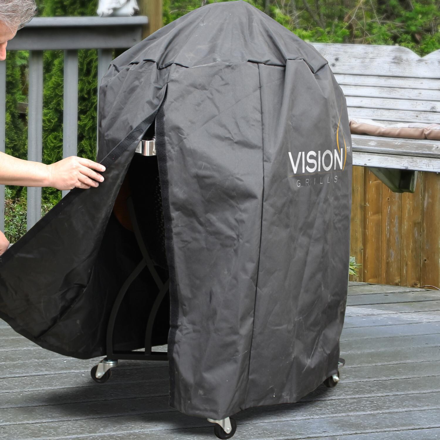 Vision XD-702WC Elite Series Kamado Grill - Cover Has Velcro Seam For Easy Removal And Secure Fit thumbnail