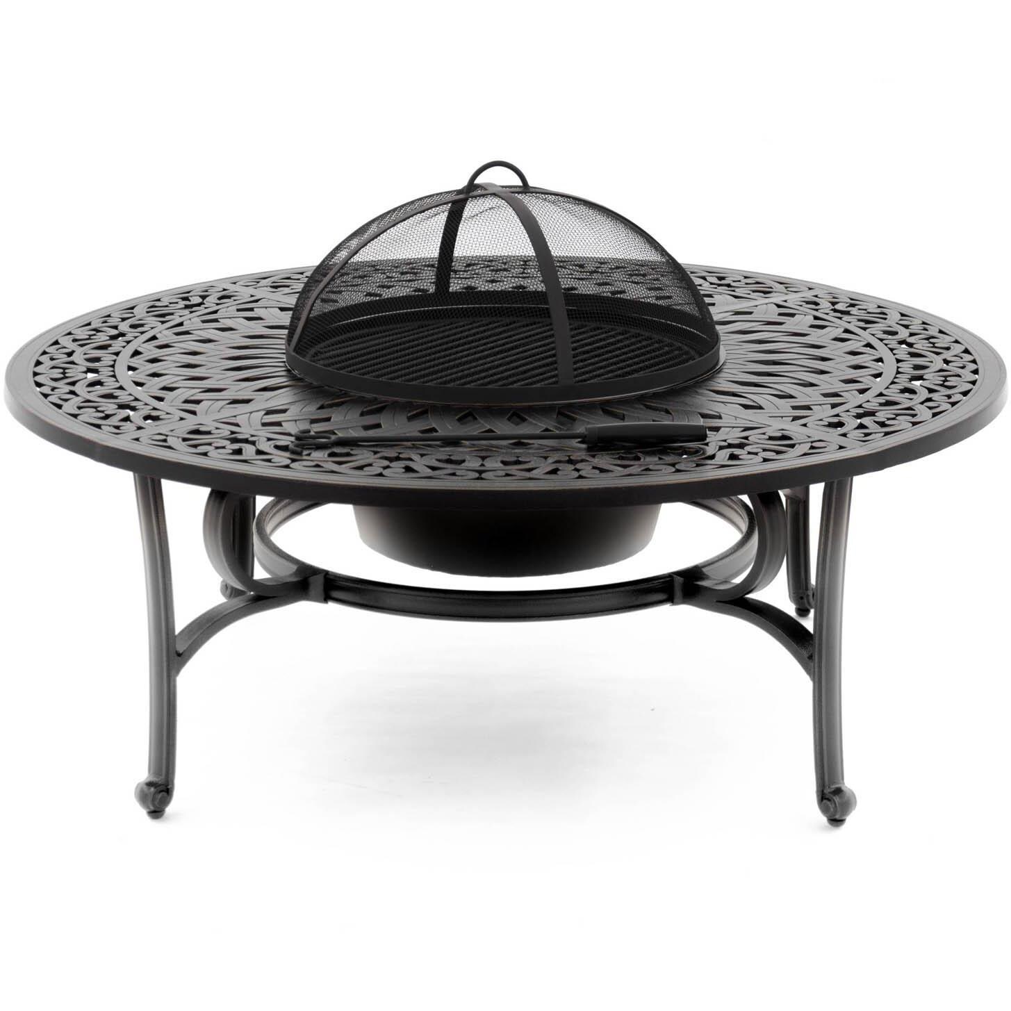 Villa Flora 48-Inch Round Cast Aluminum Wood Burning Patio Fire Pit By Lakeview Outdoor Designs