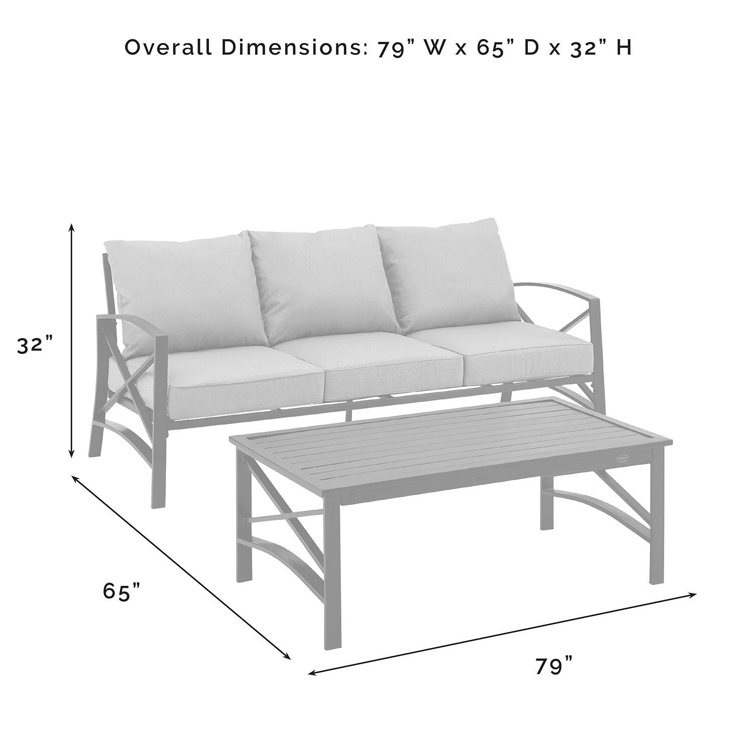 Ultimate Patio UP-82262BZ-OL 2Pc Outdoor Sofa Patio Furniture Set in Oatmeal - Overall Dimensions - Diagram thumbnail