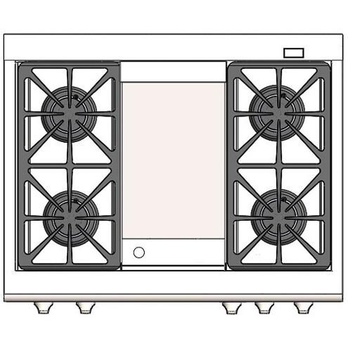 Capital Connoisseurian 36-Inch 4-Burner Dual Fuel Range With Thermo Griddle - Natural Gas - Top View thumbnail