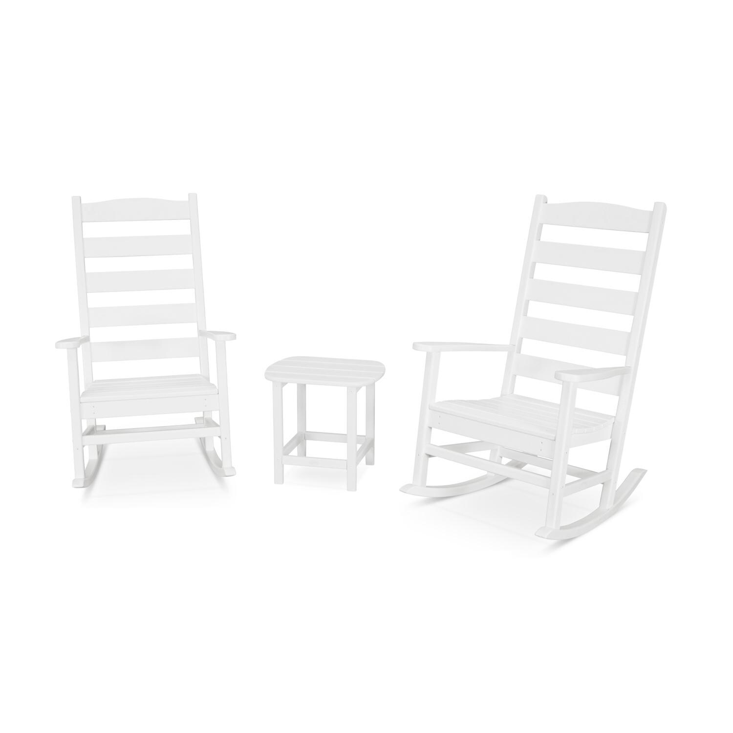 POLYWOOD White Shaker 3-Piece Porch Rocking Chair Set thumbnail
