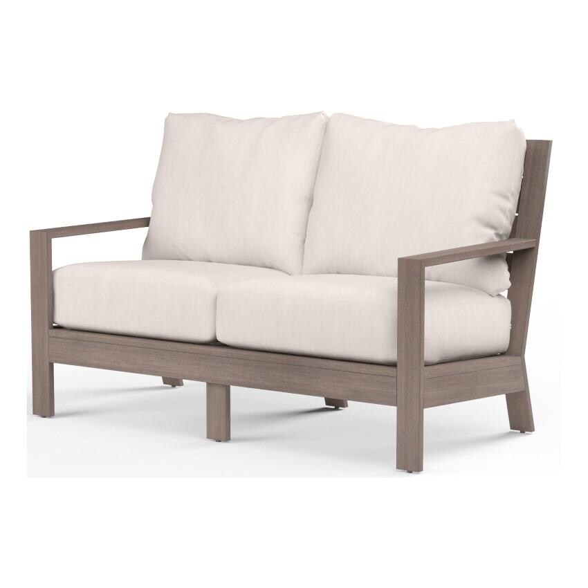 Laguna 2 Person Aluminum Loveseat w/ No Welt in Driftwood/Canvas Natural by Sunset West - White Background thumbnail