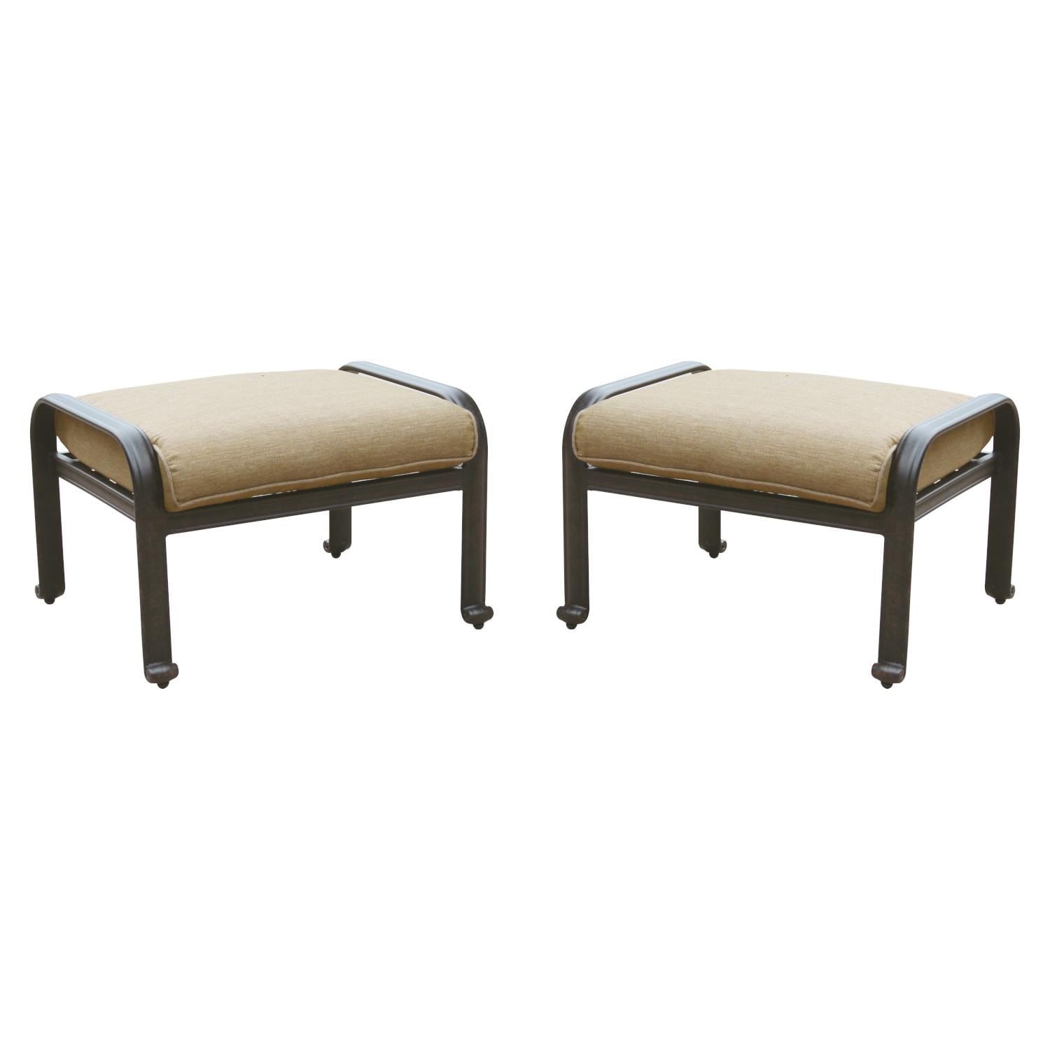 Darlee DL708-11-2 Elisabeth 2 Piece Cast Aluminum Patio Ottoman Set W/ Sesame Polyester Cushions thumbnail